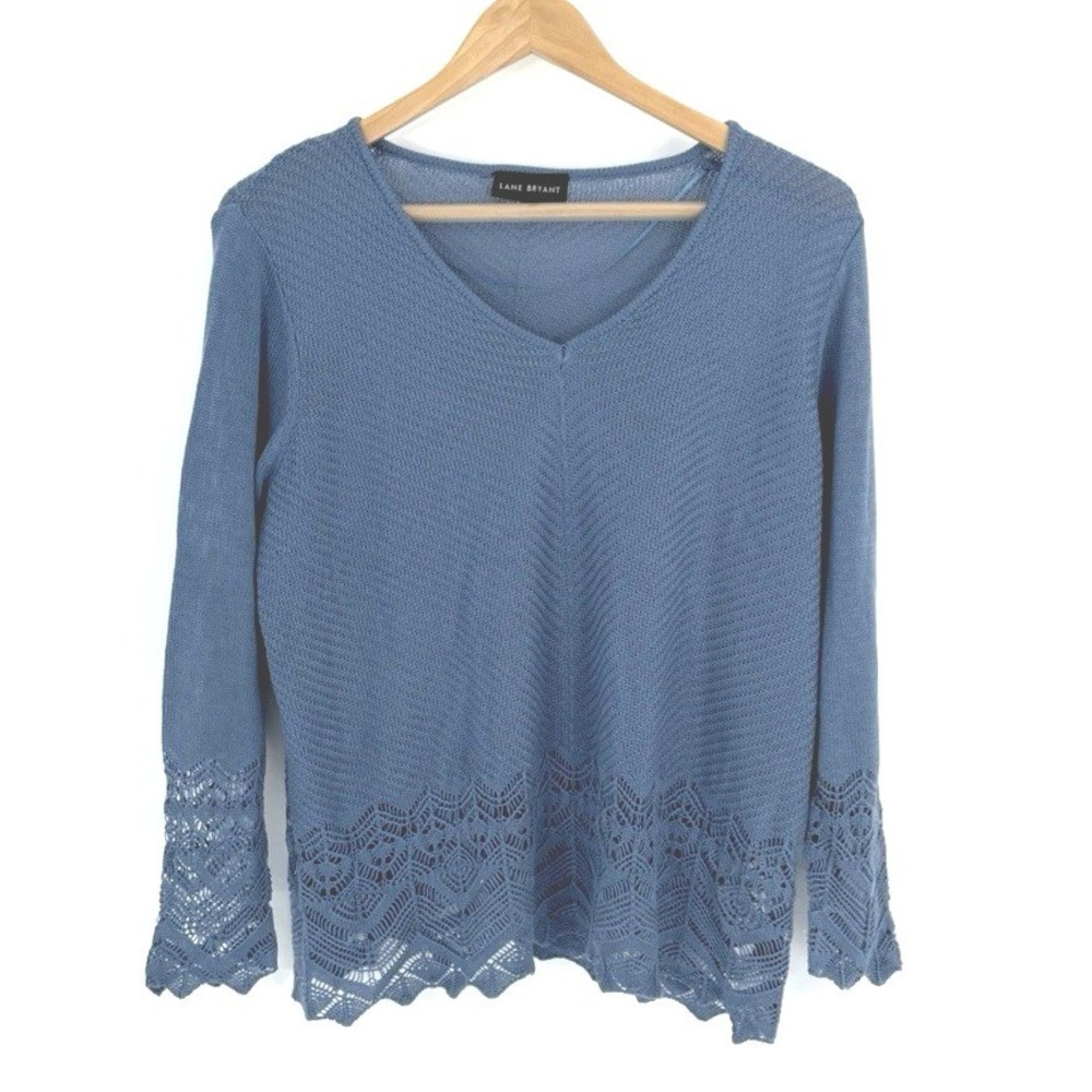 Lane Bryant Womens 18/20 Top Lace Emboirdery Hem Sleeves Boho Tunic
